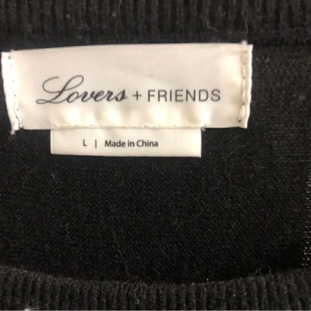 Revolve Lovers + Friends Black Wool Blend Knit Dolman‎ Sleeve Sweater Size Large